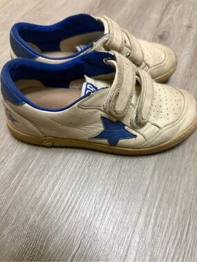 Golden Goose Kids Cream Sneakers with Blue Star